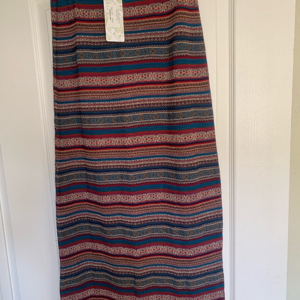 Peruvian Connection Blue and Orange Maxi Pencil Skirt